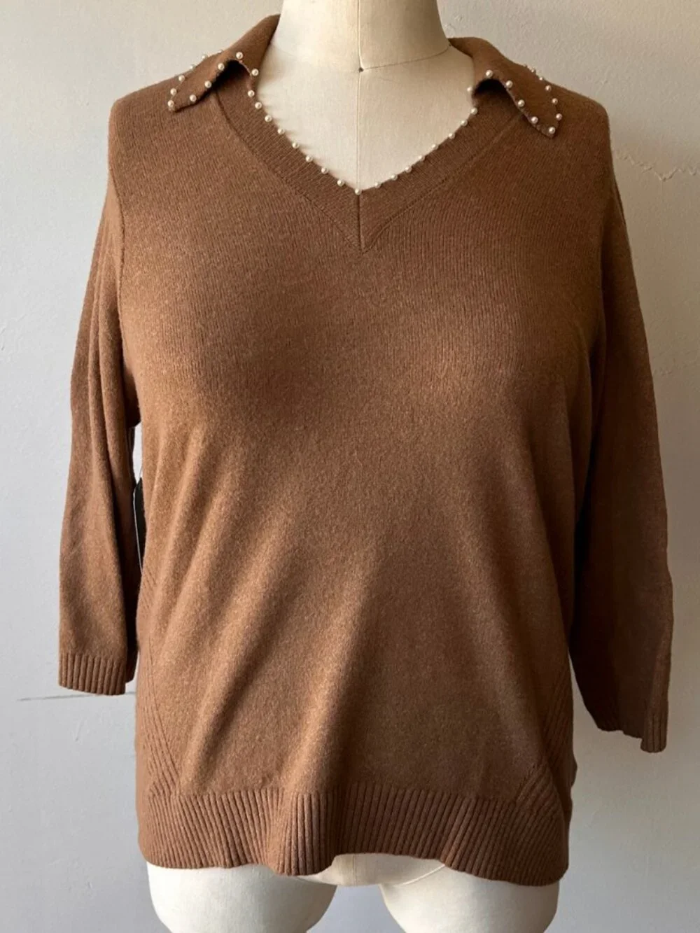 NWT Wit & Wisdom Bead Trim Sweater 1X - Picture 3 of 6
